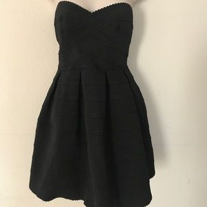 Black strapless bandage skater dress. S